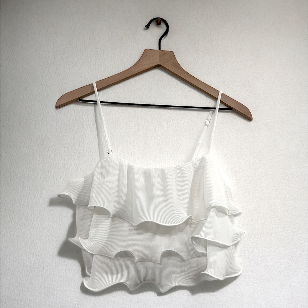 Better Be White Ruffle Crop Top - NWOT